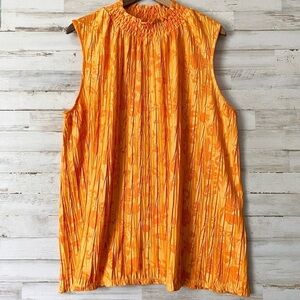 NWOT Cato Orange Floral High Neck Top 2x